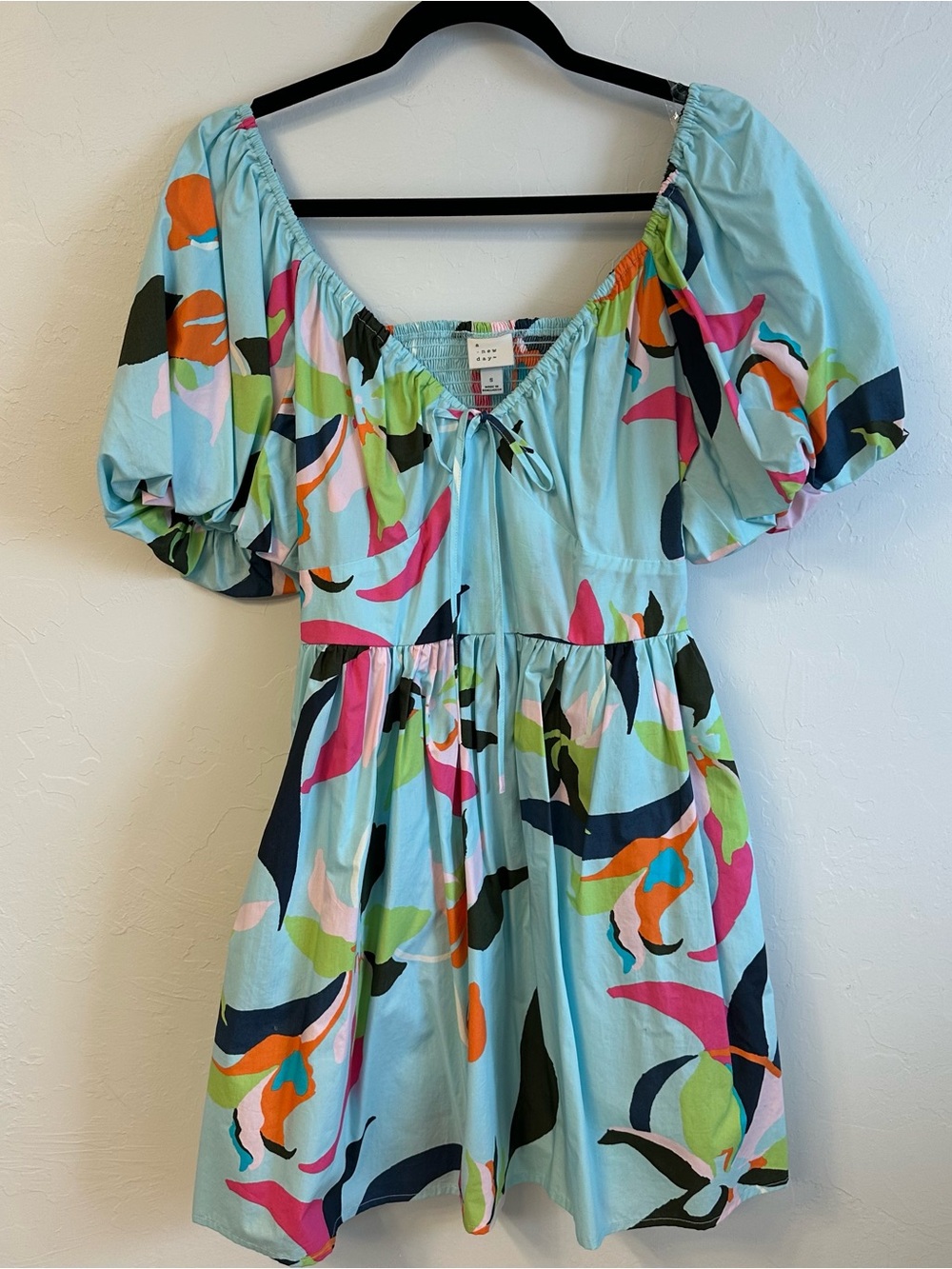 a new day Light Blue Mini Dress with Multicolor Abstract Print